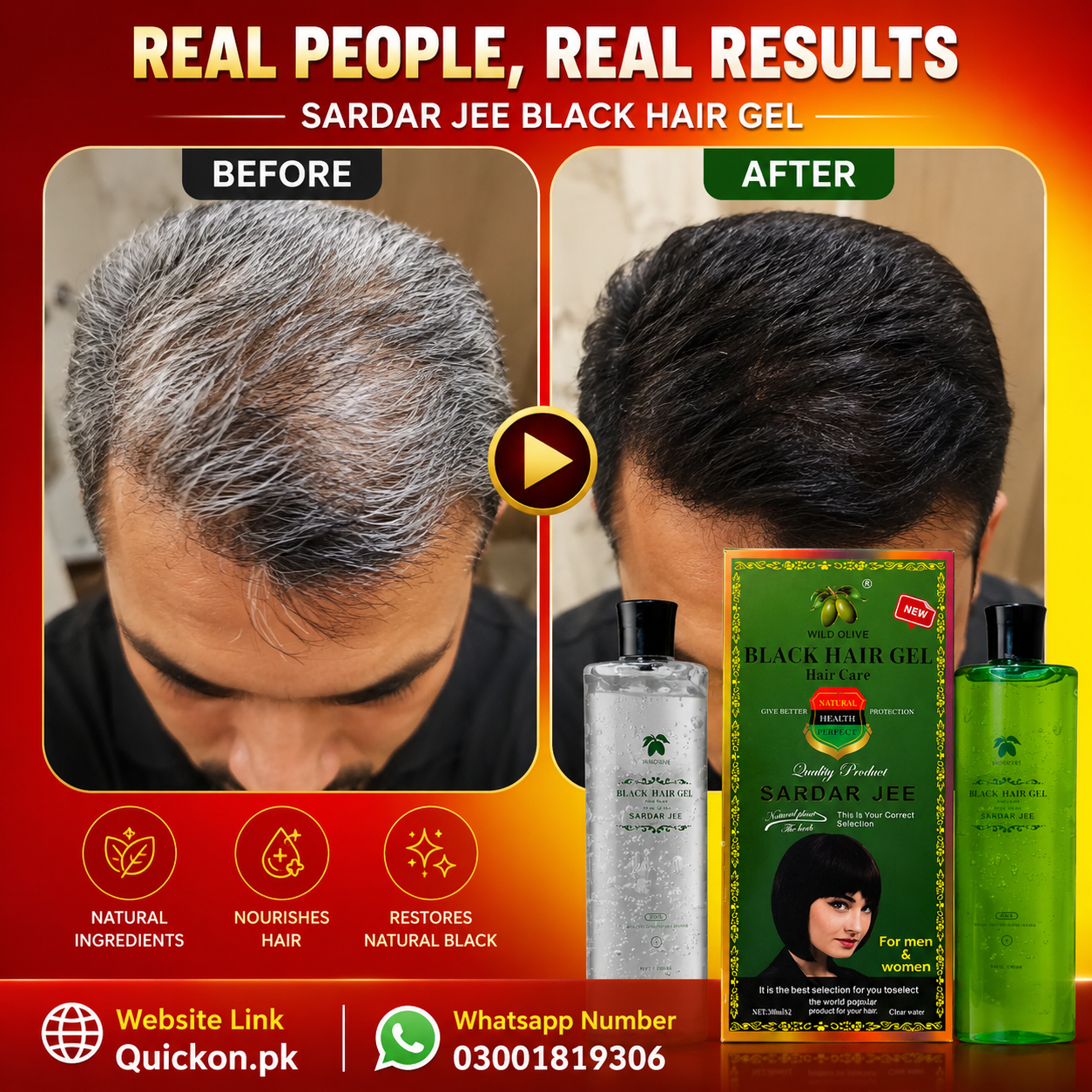 Original Sardar Jee Hair Color Gel Price in Multan – Sardar Jee Hair color Gel + Oil (1000 ML Combo)