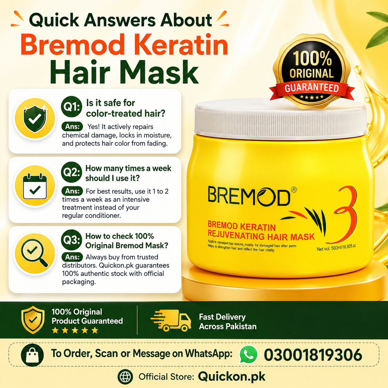 Bremod keratin rejuvenating hair mask price in Rawalpindi – 03001819306
