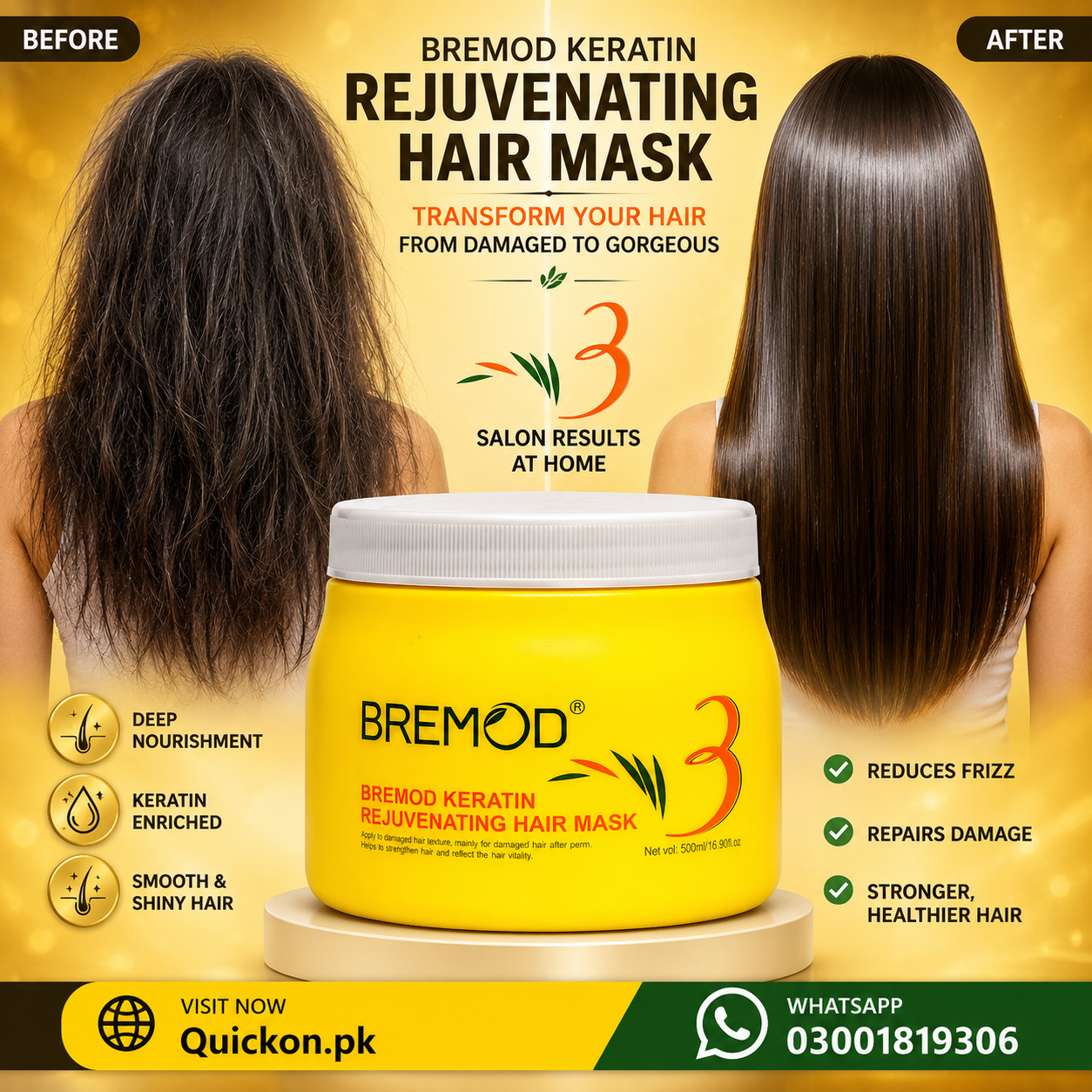 Bremod Keratin Rejuvenating Hair Mask Price in Sialkot – At Quickon.pk