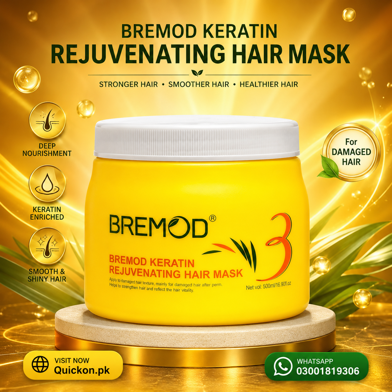 Bremod Keratin Rejuvenating Hair Mask Price in Gujranwala – At Quickon.pk
