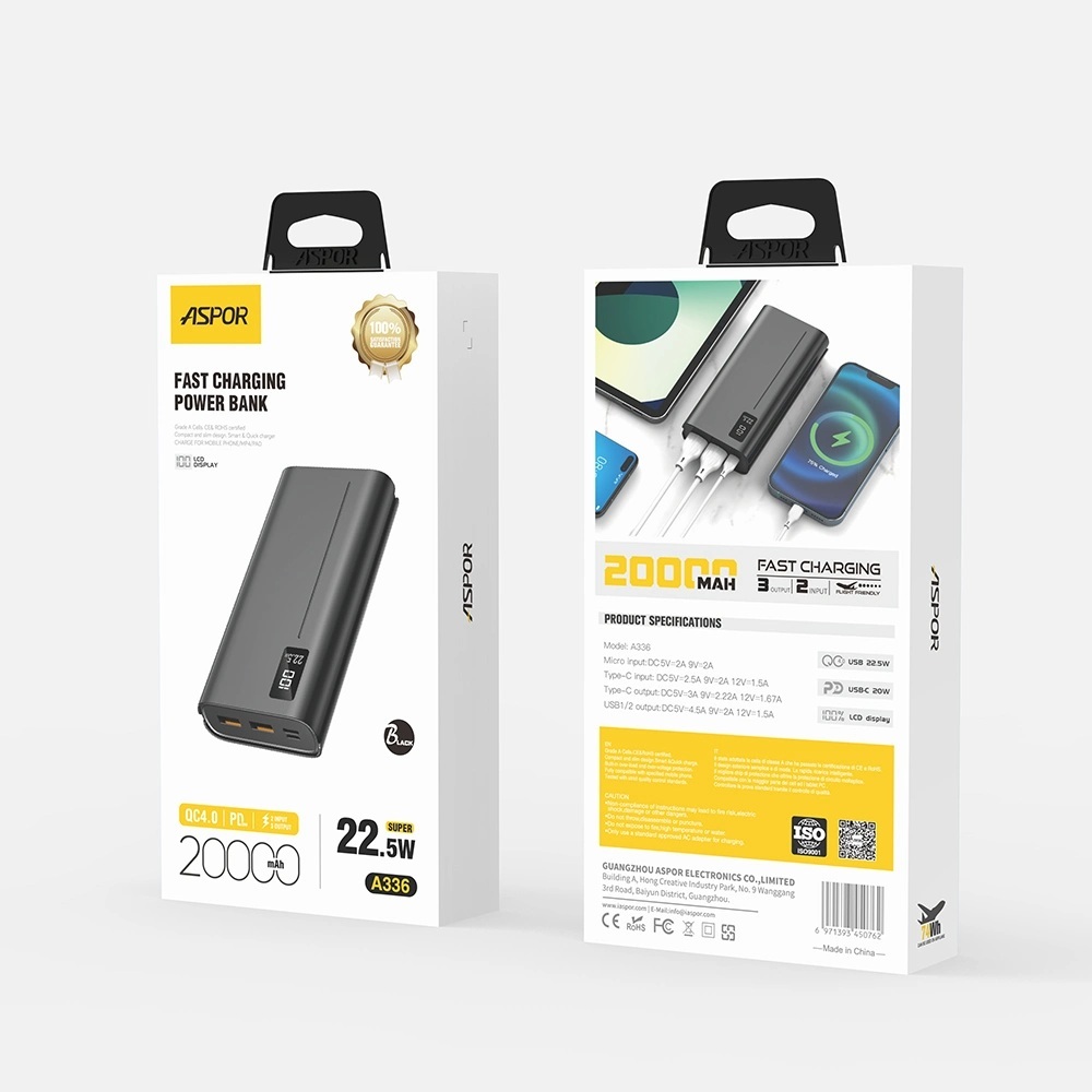 Stay Powered Anywhere with the Aspor A320 Power Bank!