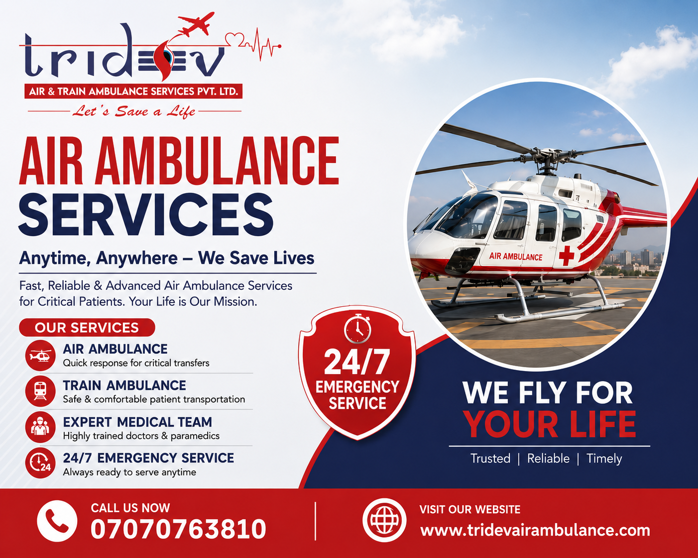 Life-Saving Wings: Comprehensive Tridev Air Ambulance Services in Guwahati for Intercity and Interstate Transfers