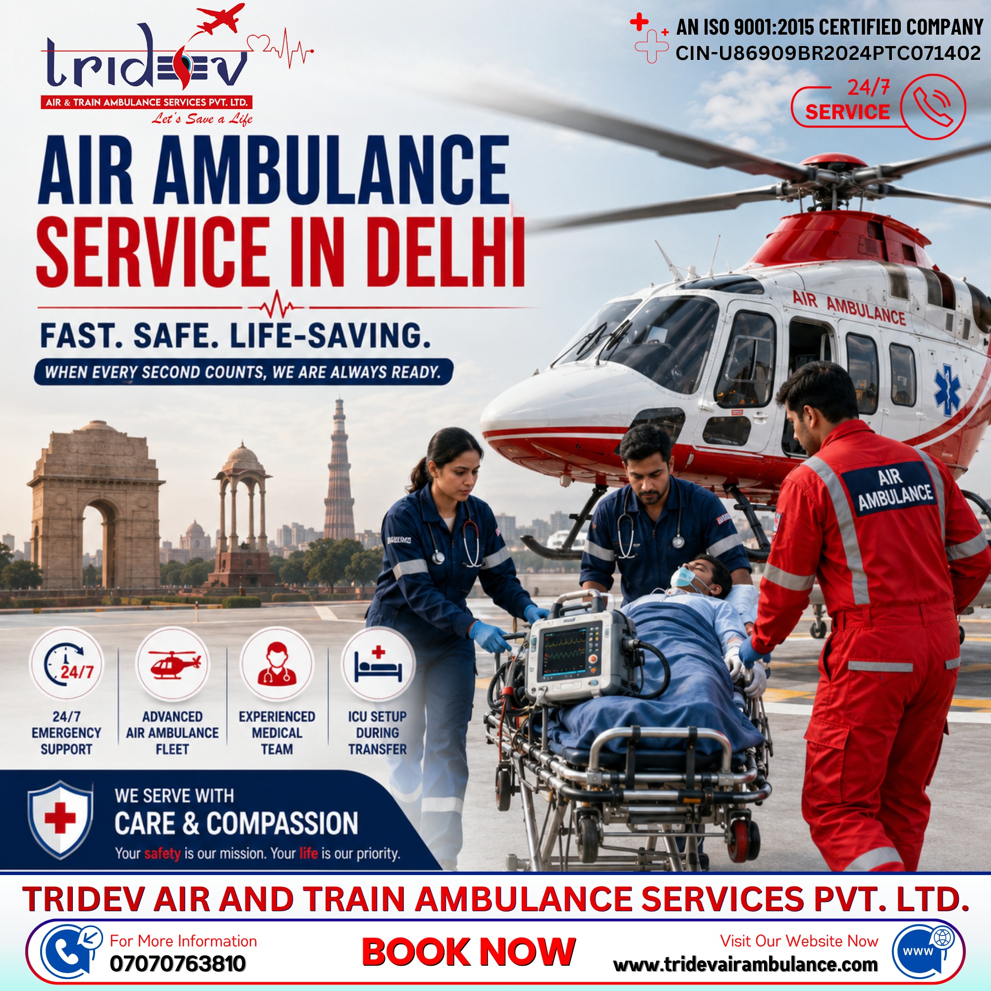 Beyond Ground Transport: Specialised Tridev Air Ambulance Services in Delhi for Emergency Patient Evacuations