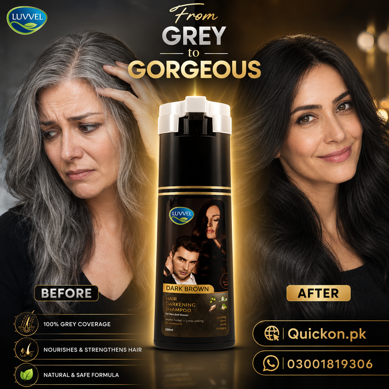 Luvvel Hair Darkening Shampoo Price in Lahore – 03001819306