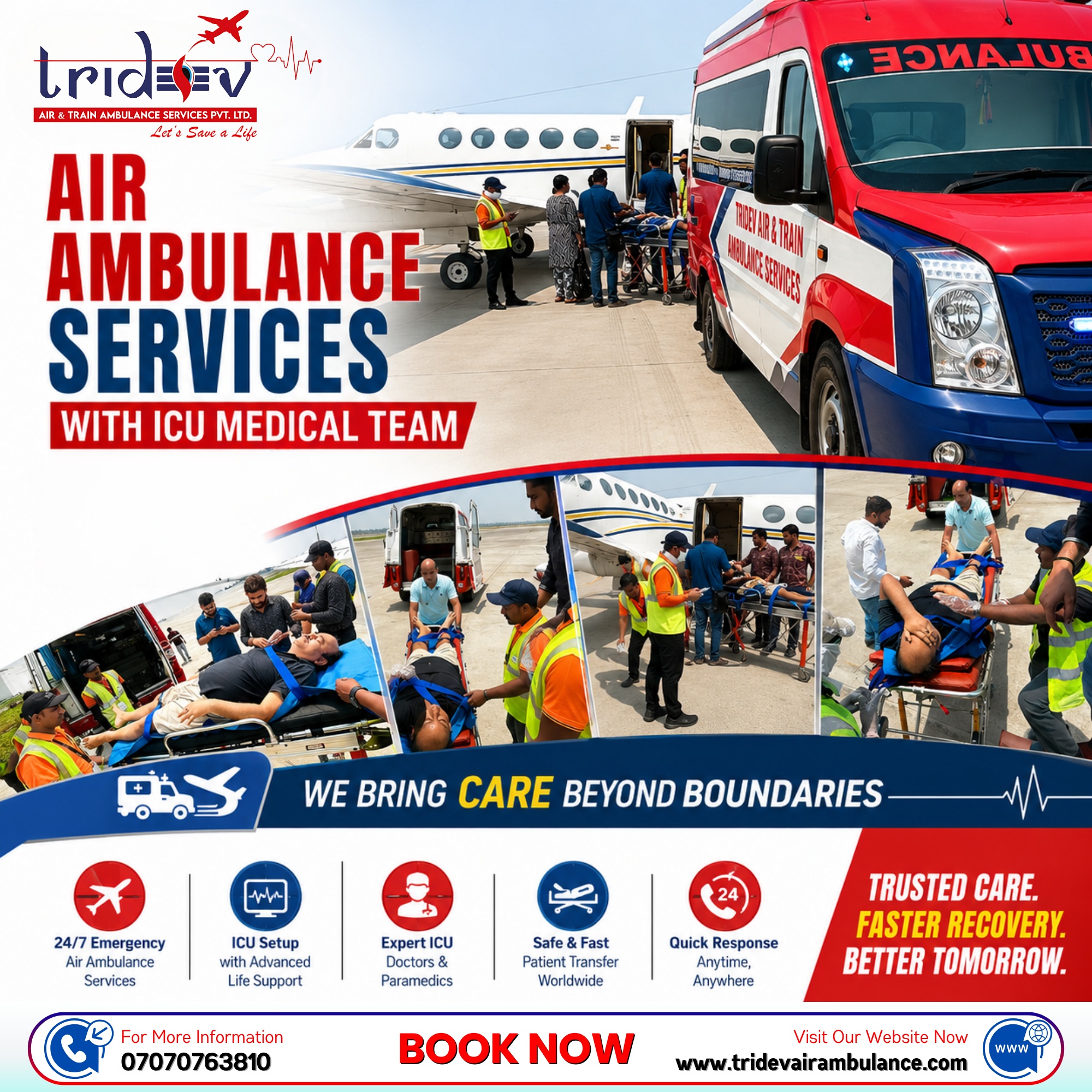 Regular Features by Tridev Air Ambulance Services in Delhi for Healthcare
