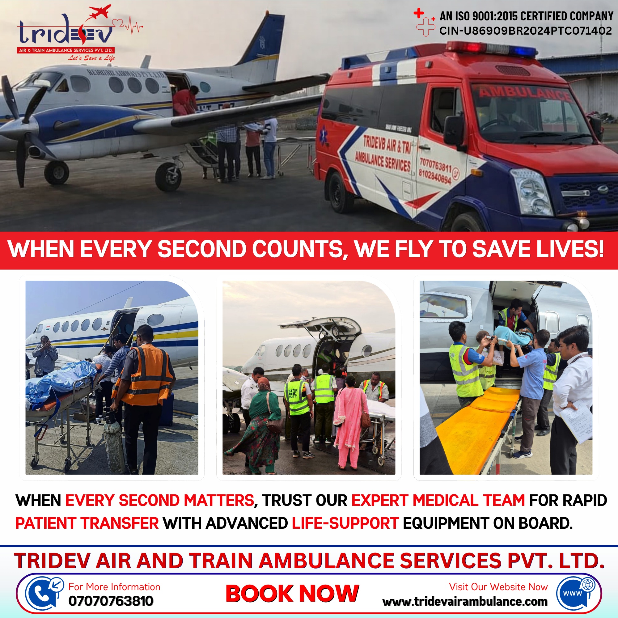 Get Quick Back Support by Tridev Air Ambulance Services in Kolkata