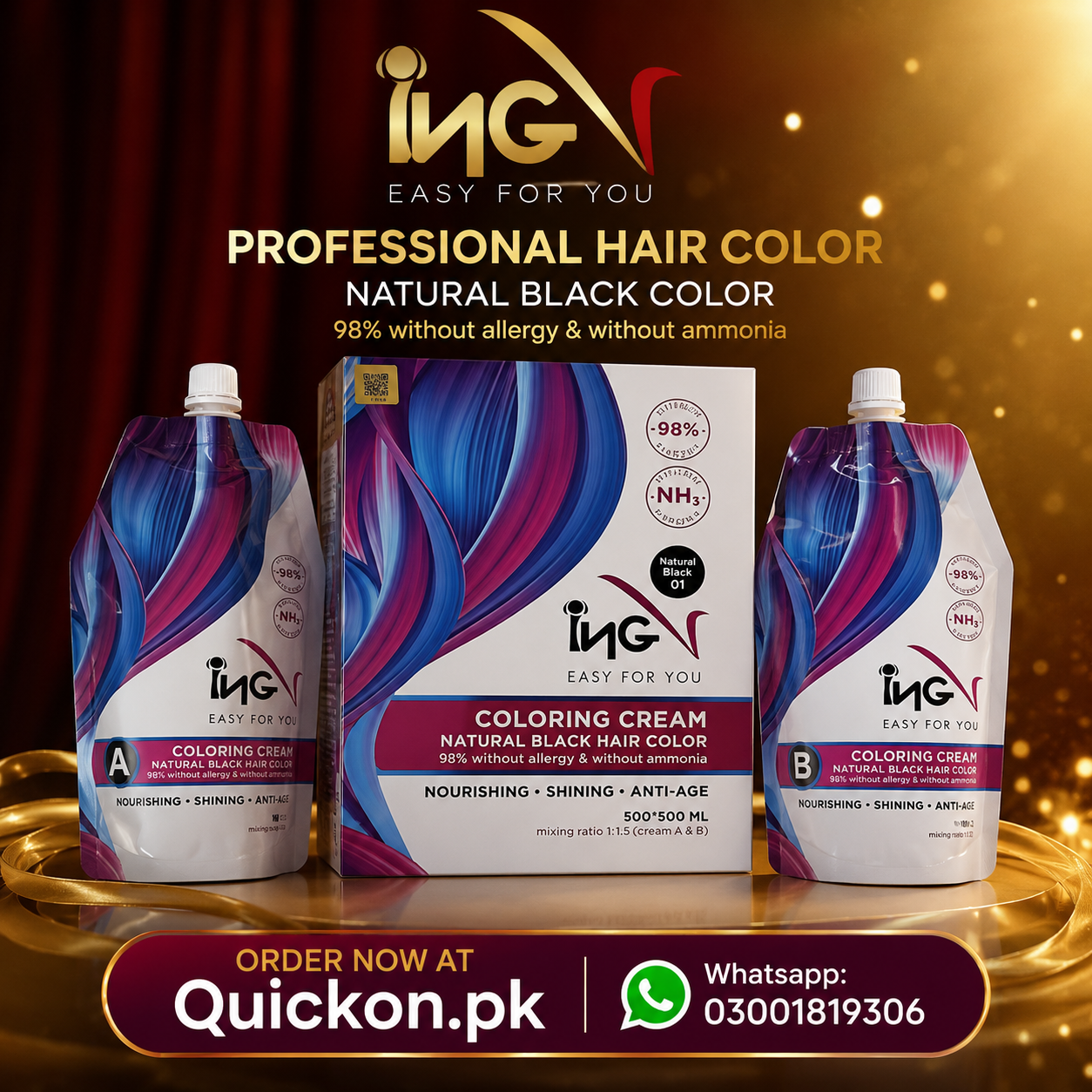 Ing Hair Color Shades price in Shikarpur – Natural Black and Dark Brown – 03001819306
