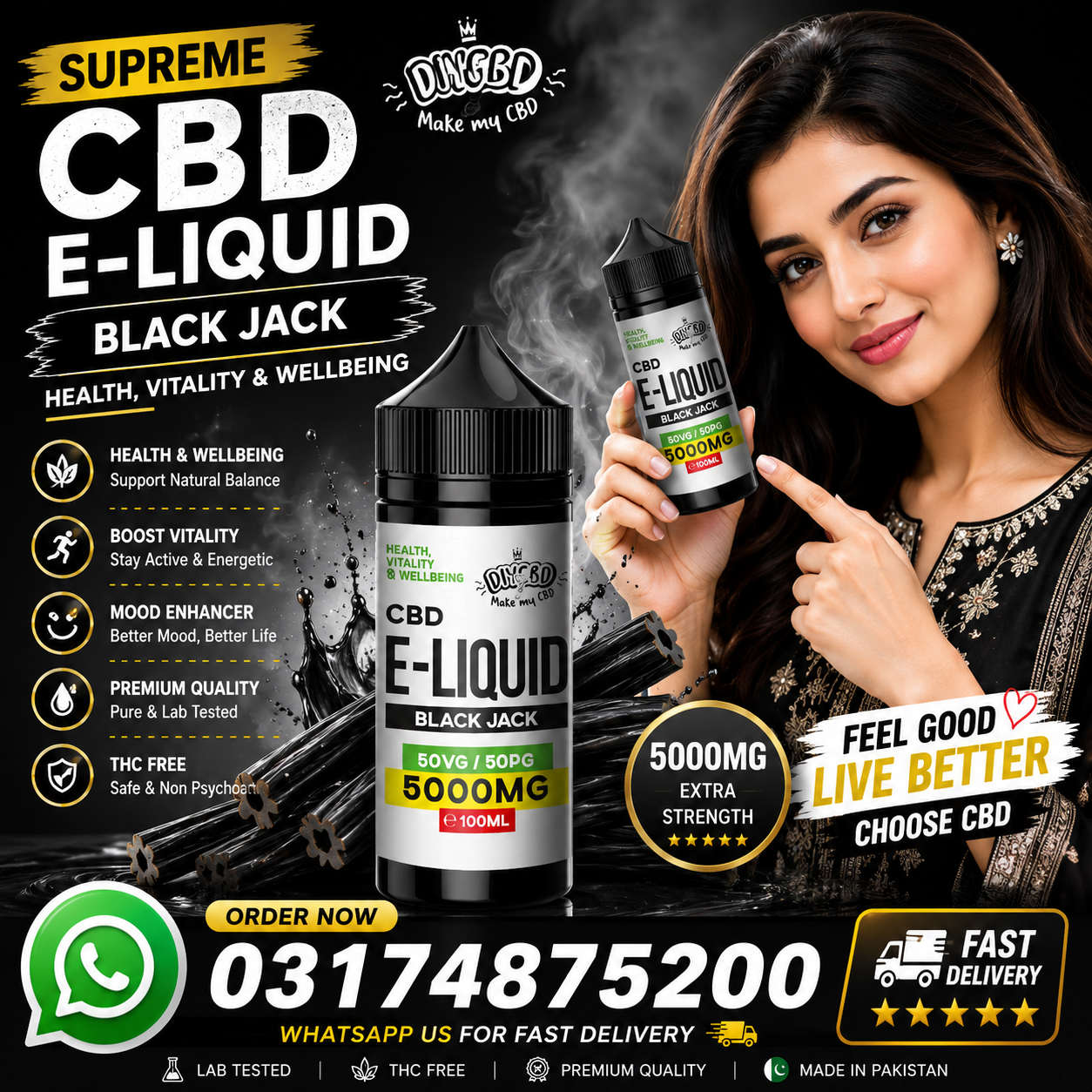CBD Vape Liquid 5000mg – 10000mg BlackJack Price In Sukkur – {03174875200}