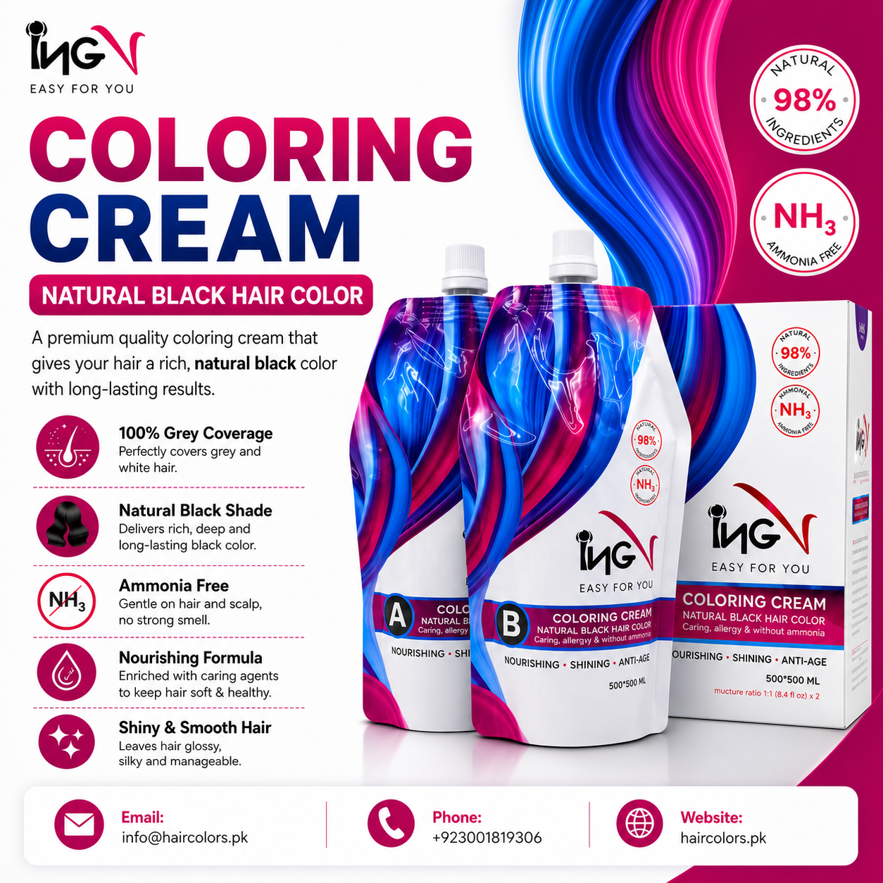Ing Hair Color Cream – Ing Hair Color in Islamabad – Buy Online Haircolors.pk – 03001819306