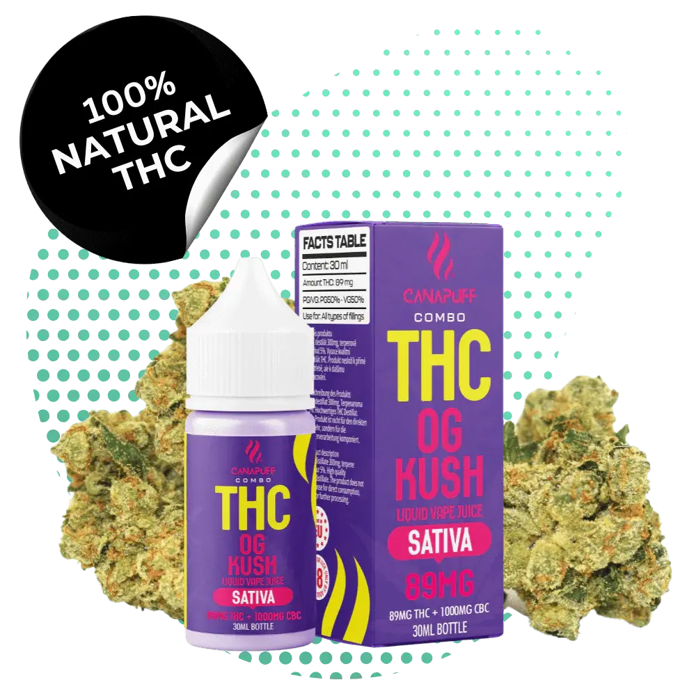 CanaPuff THC+ liquid OG Kush, 89 mg, 30 ml In Tando Adam – 03001595025