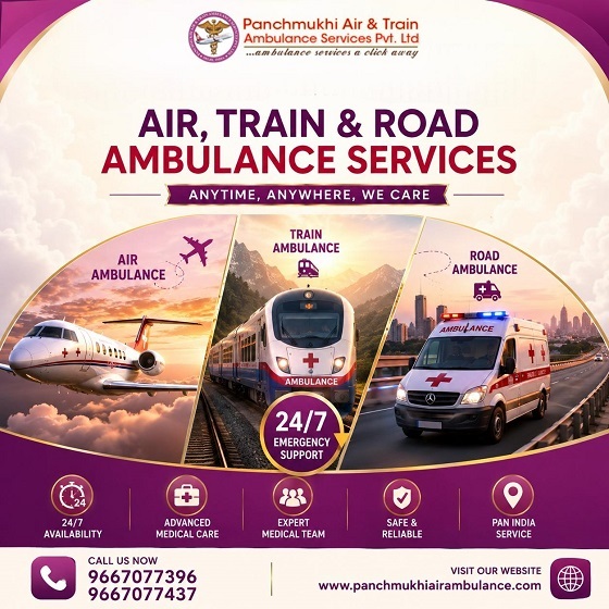 Hire Panchmukhi Air and Train Ambulance Service in Amritsar with best Healthcare Facility