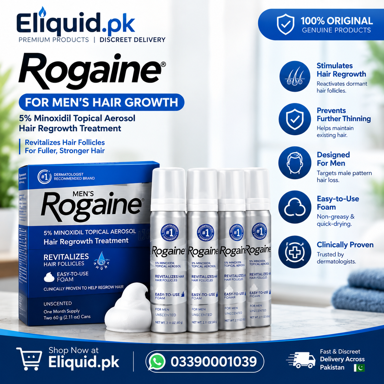 Rogaine Minoxidil For Men’s Hair Growth In Pakistan [03390001039]