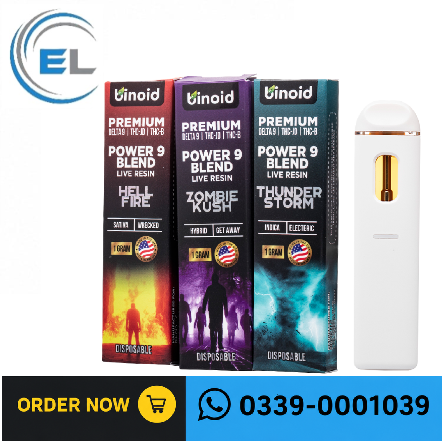 Binoid Power 9 Blend Live Resin Disposable 3G In Pakistan [03390001039]