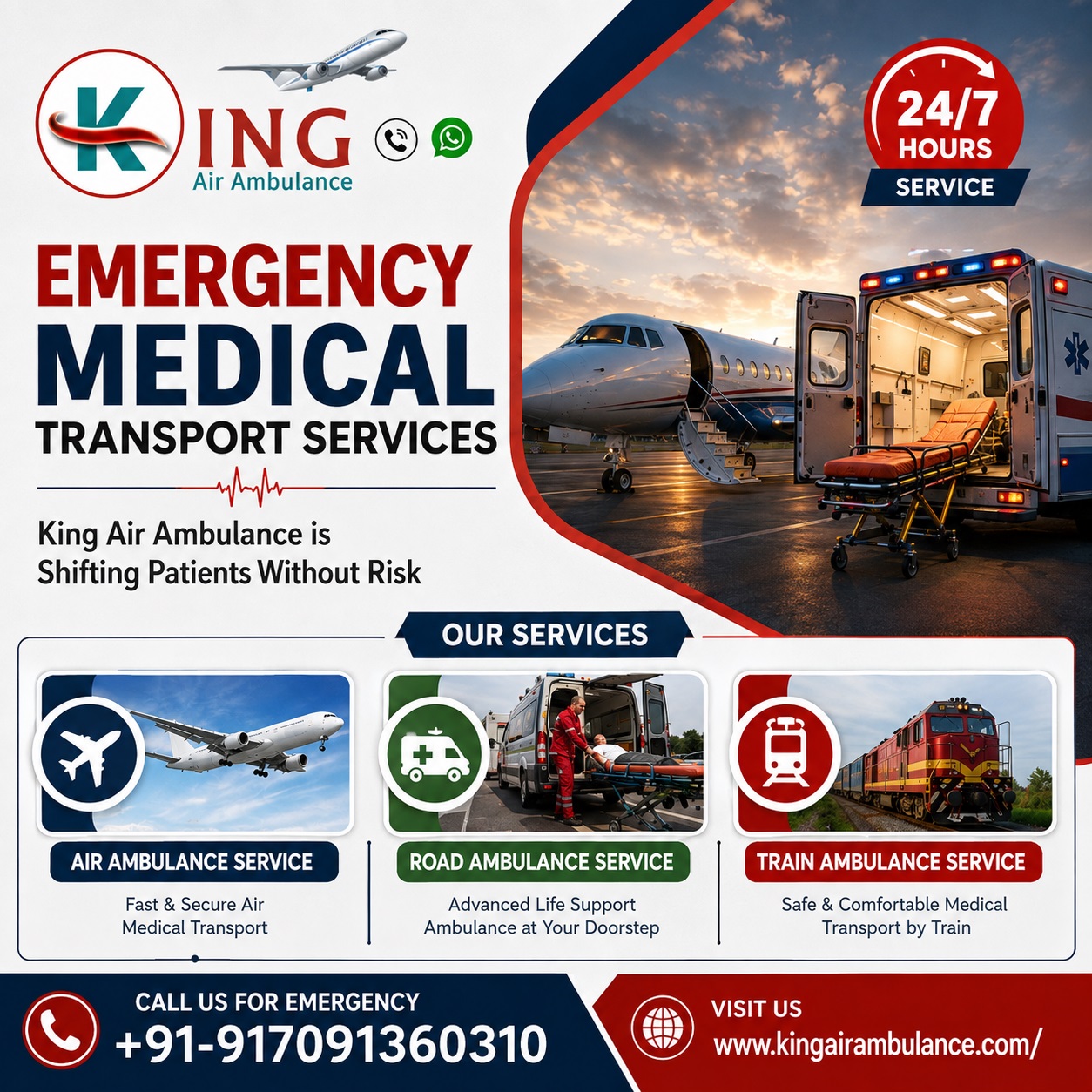 King Train Ambulance from Kolkata- Reliable Medical Transfer with ICU support