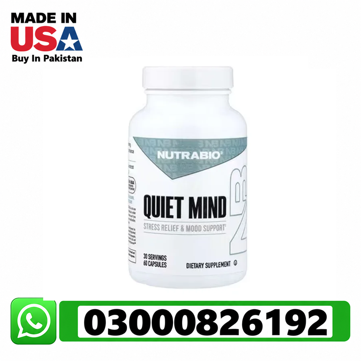 NutraBio Quiet Mind 60 Capsules in Pakistan | 03000826192