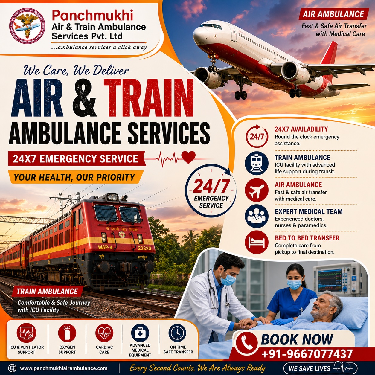 Panchmukhi Affordable Train Ambulance in Guwahati- Hospital to Hospital Transfer At lower fare