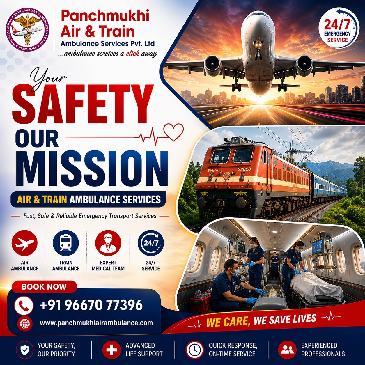 Panchmukhi Train Ambulance in Patna- Interstate Medical Train Service