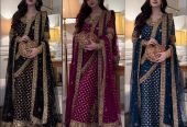 Haris Shakeel Fancy Party Wear Chiffon 03 Pcs