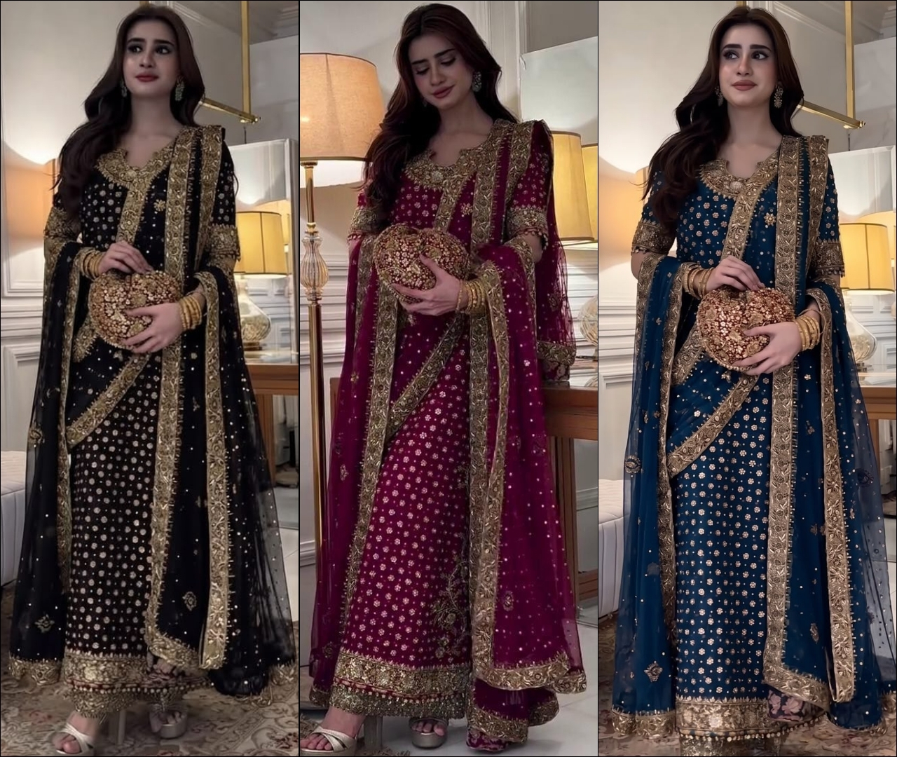 Haris Shakeel Fancy Party Wear Chiffon 03 Pcs