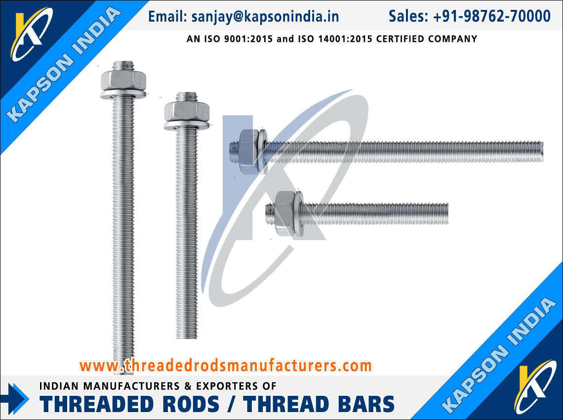Threaded Rods & Bars, Hex Bolts, Hex Nuts Fasteners manufactures exporters India threadedrodsmanufacturers.com +91-9876270000