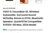 VIZIO Amarican soundbar 5.1 wireless subwoofer New price 300 USD