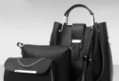 Ladies 3 Pcs Handbag Set – Black Stylish