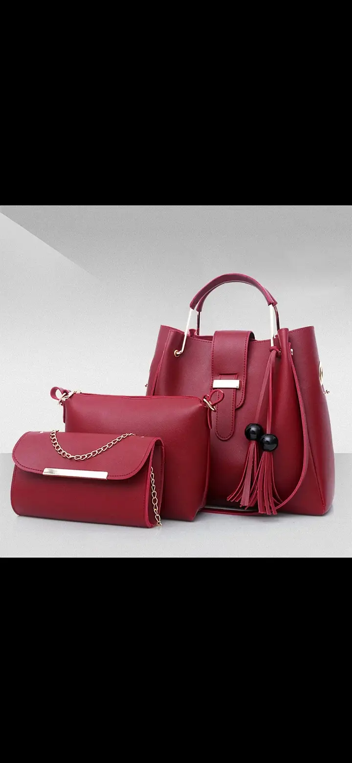 Ladies 3 Pcs Handbag Set – Black Stylish