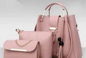 Ladies 3 Pcs Handbag Set – Black Stylish