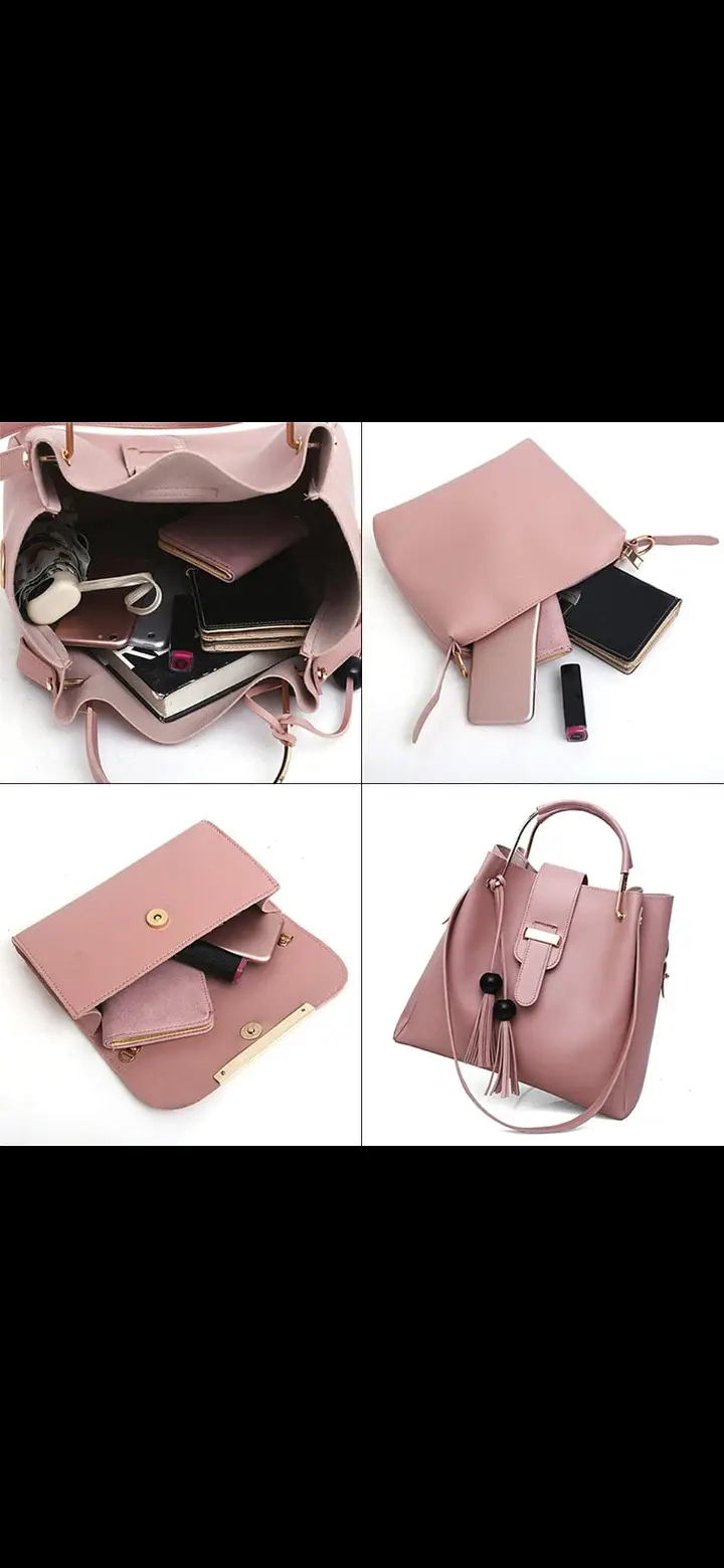 Ladies 3 Pcs Handbag Set – Black Stylish