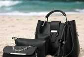 Ladies 3 Pcs Handbag Set – Black Stylish