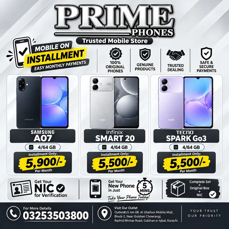 Samsung A07 / Infinix Smart 20 / Tecno Spark Go3 – Easy Installment