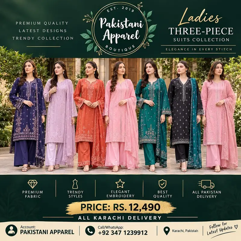Ladies 3 Piece Suits / Women 3 Piece Dress / Pakistani Dresses / Suit