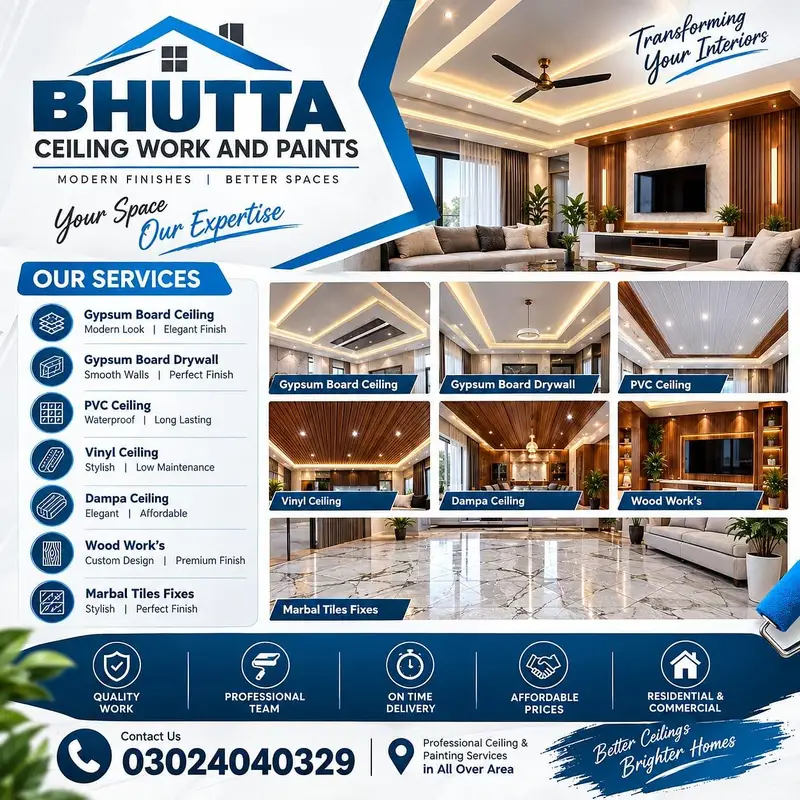 Gypsum Board ceiling, Gypsum Drywall partition, Office Partition,