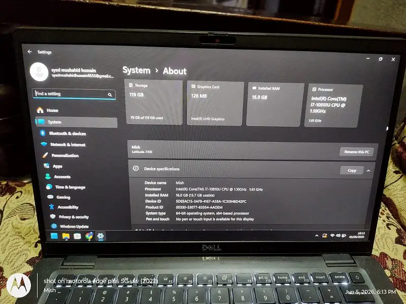 i7Dell latitude 7410 10th Gen 16GB 128GB NVMe