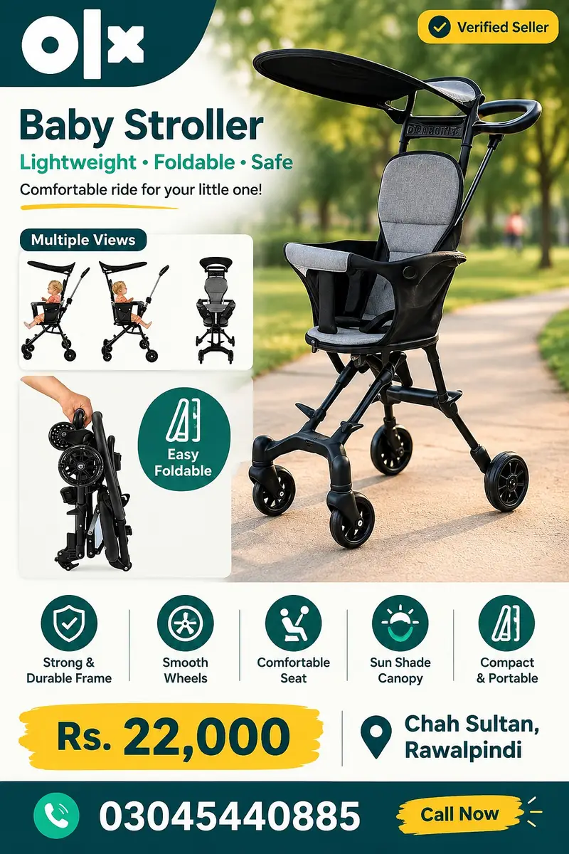 Baby Stroller Foldable Pram with Sunshade