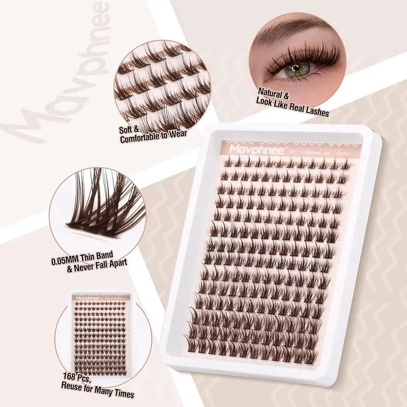 Mayphonce Waterproof Lash Cluster Kit Black & Brown False Eyelashes. R