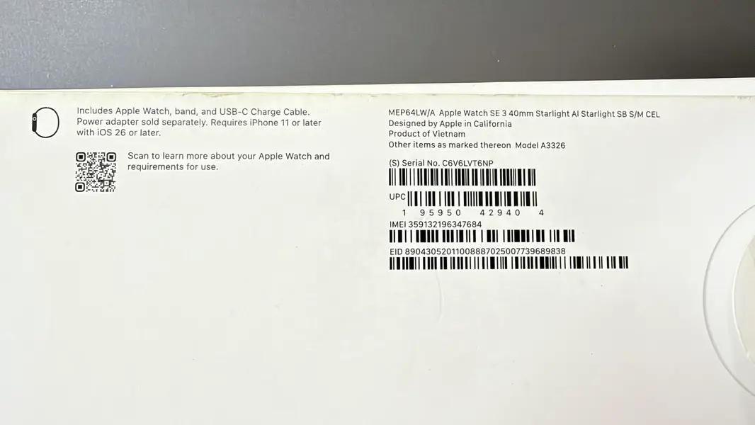 Apple Watch SE 3 GPS + Cellular / 100% Battery Health / Box Pac