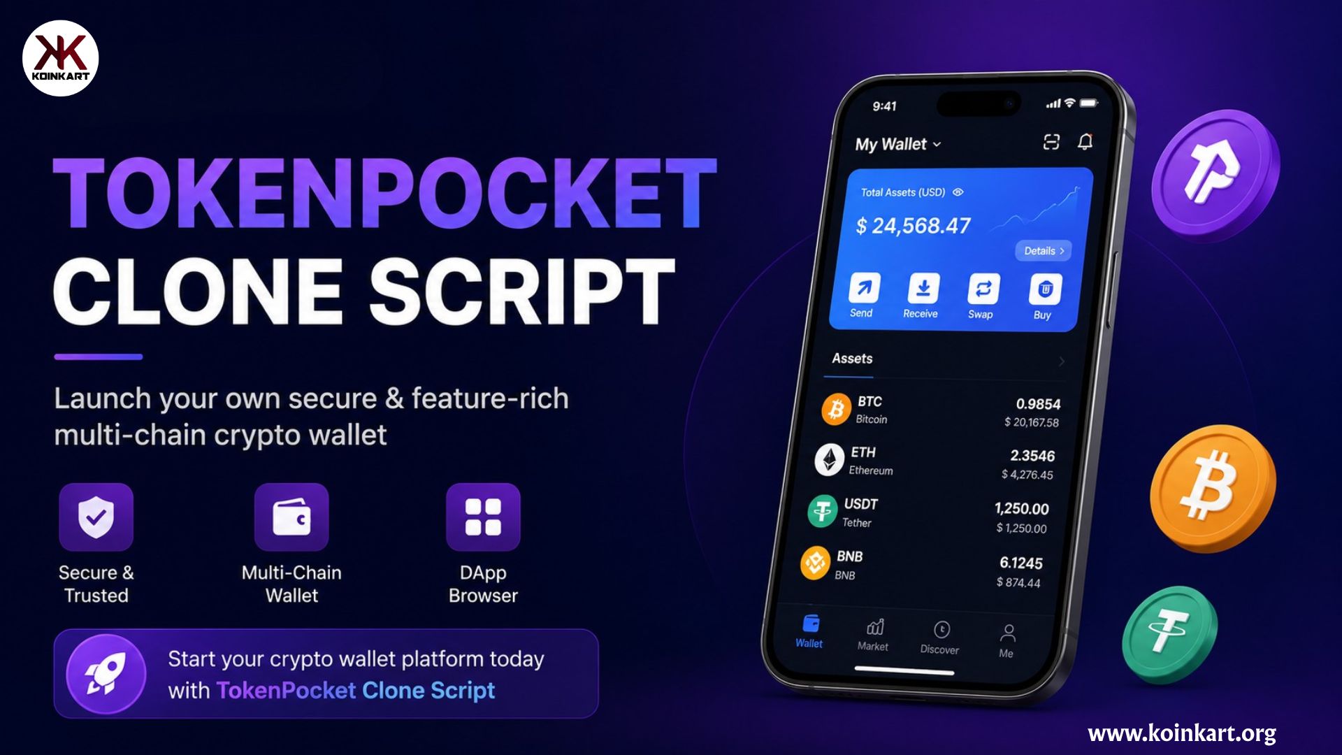 Create a Self-Custody Wallet Business with TokenPocket Clone Script